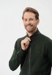 Bluza ze stójką B-VINI. Zielone bluzy bez kaptura męskie Volcano, l, z bawełny. Za 169.99 zł.