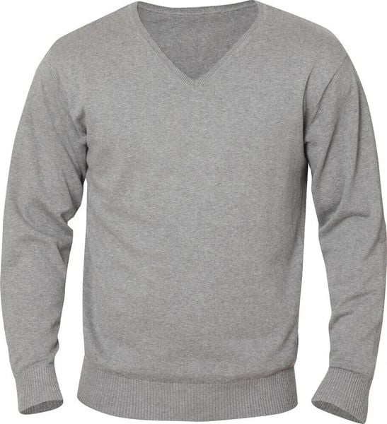Clique Sweter V‑neck Aston z bawełny szary melanż. Szare swetry męskie CLIQUE, m, bez wzorów, z bawełny, bez kołnierzyka. Za 242.08 zł.