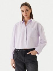 Calvin Klein Jeans Koszula LV047F104G Różowy Relaxed Fit. Czerwone koszule damskie Calvin Klein Jeans, l, bez wzorów, z bawełny, bez kołnierzyka, bez ramiączek. Za 369.99 zł.