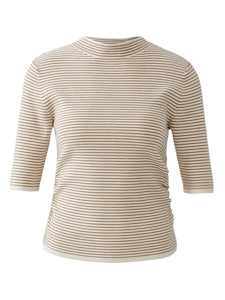 Oui Sweter w kolorze biało-jasnobrązowym rozmiar: 40. Białe golfy damskie Oui, bez kołnierzyka. Za 235.50 zł.