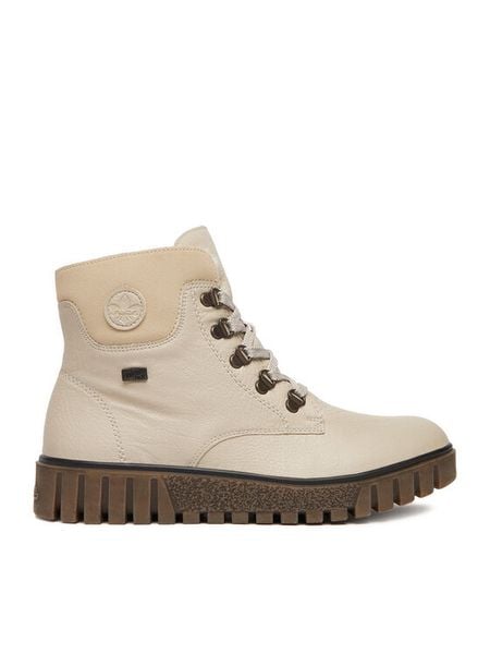 Rieker Trzewiki CEO-Y3433-60 Beżowy. Brązowe botki damskie Rieker, z materiału, bez obcasa, na płaskiej podeszwie, bez zapięcia. Za 309.99 zł.