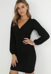 Czarna Sukienka Alcona. Czarne sukienki damskie Born2be, l, bez wzorów, z tkaniny, wizytowe, bez kołnierzyka, bez ramiączek, mini, dopasowane. W wyprzedaży za 135.99 zł.