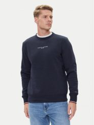 Tommy Hilfiger Bluza Small Logo MW0MW37471 Granatowy Regular Fit. Niebieskie bluzy bez kaptura męskie Tommy Hilfiger, l, z syntetyku. Za 359.99 zł.