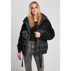 Kurtka damska Urban Classics sherpa mix puffer. Czarne kurtki damskie Urban Classics, bez wzorów, z puchu, bez kaptura. W wyprzedaży za 307.50 zł.