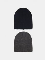 Czapki beanie z wiskozą 2 pack - szary. Szare czapki męskie Sinsay, bez wzorów, z wiskozy. Za 25.99 zł.