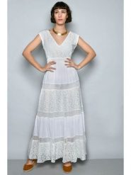 H.H.G. Sukienka w kolorze białym rozmiar: L. Białe sukienki damskie H.H.G., l, bez wzorów, z bawełny, bez kołnierzyka, bez ramiączek, maxi, rozkloszowane. Za 83.22 zł.