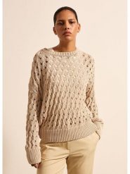 STEFANEL Sweter w kolorze beżowym rozmiar: M. Brązowe swetry klasyczne damskie Stefanel, m, z bawełny, bez kołnierzyka. Za 260.99 zł.