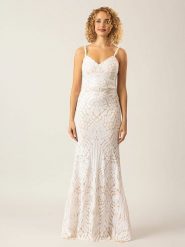 APART Sukienka w kolorze biało-beżowym rozmiar: 38. Białe sukienki damskie Apart, bez wzorów, bez kołnierzyka, bez ramiączek, maxi. Za 304.99 zł.