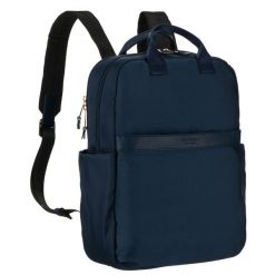 Granatowy, nylonowy plecak damski na regulowanych szelkach zamykany suwakiem - Peterson. Niebieskie plecaki damskie Peterson, bez wzorów, z nylonu. Za 119.99 zł.