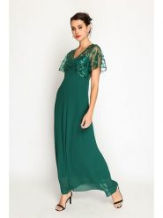 ASSUILI Sukienka w kolorze zielonym rozmiar: 34. Zielone sukienki damskie Assuili, bez wzorów, klasyczne, bez kołnierzyka, bez ramiączek, maxi. Za 160.96 zł.