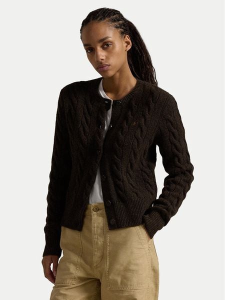 Polo Ralph Lauren Kardigan 211910443019 Brązowy Regular Fit. Brązowe kardigany damskie Polo Ralph Lauren, s, bez wzorów, z wełny. Za 859.99 zł.