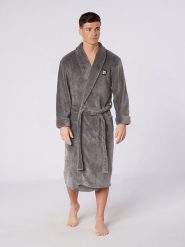 DKNY Szlafrok w kolorze szarym rozmiar: M. Szare szlafroki męskie DKNY, m, bez wzorów. Za 130.81 zł.