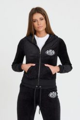JUICY COUTURE Czarna bluza Heritage Dog Crest Robyn Hoodie. Czarne bluzy bez kaptura damskie Juicy Couture, s. W wyprzedaży za 359.99 zł.