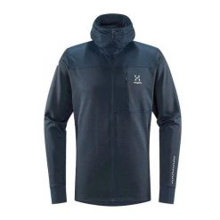Bluza turystyczna polarowa męska Haglöfs L.I.M Mid Multi Hood. Niebieskie bluzy bez kaptura męskie Haglöfs, l, z polaru. Za 299.99 zł.