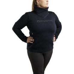 Damska bluza jeździecka z zamkiem błyskawicznym Montar Naja. Niebieskie bluzy bez kaptura damskie MONTAR, xl, z bawełny. Za 368.50 zł.