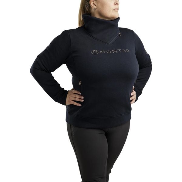 Damska bluza jeździecka z zamkiem błyskawicznym Montar Naja. Niebieskie bluzy bez kaptura damskie MONTAR, xl, z bawełny. Za 345.00 zł.