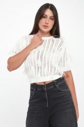 Sweter damski ażurowy z piórkami TWINSET. Swetry klasyczne damskie Twinset Milano, m, bez kołnierzyka. Za 1,079.00 zł.