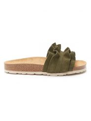 Mandel Skórzane klapki w kolorze khaki rozmiar: 38. Brązowe klapki damskie Mandel, bez wzorów, ze skóry, bez obcasa. Za 175.26 zł.