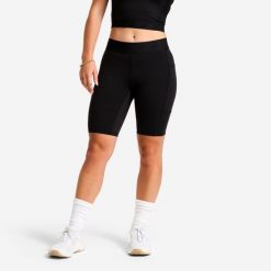 Legginsy fitness cardio damskie Domyos krótkie. Czarne legginsy damskie DOMYOS, xs, bez wzorów, z materiału, na fitness i siłownię. Za 89.99 zł.