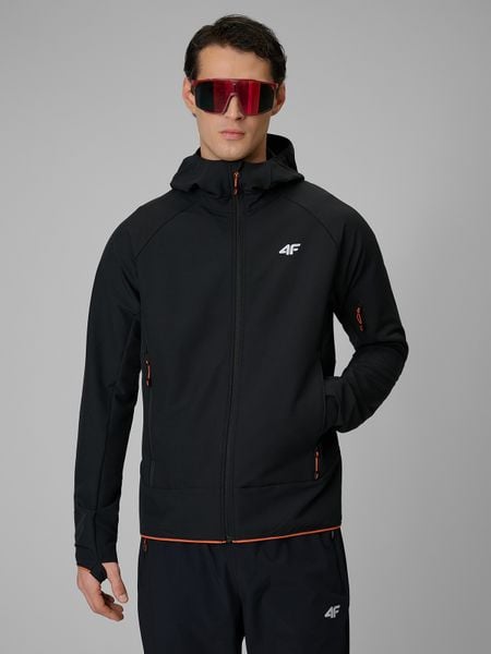 4F Kurtka softshell wiatroodporna męska - czarna L. Czarne kurtki softshell damskie 4f, l, bez wzorów, z materiału, bez kaptura. Za 299.99 zł.