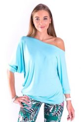Bluzka do tańca damska 2skin Spontanic l.turkus. Niebieskie bluzki sportowe damskie 2SkIN, l, z materiału, z asymetrycznym kołnierzem, bez ramiączek. Za 129.00 zł.