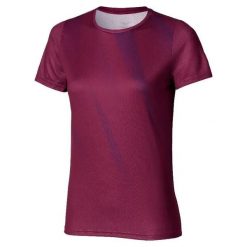 Koszulka damska Mizuno Core Graphic. Fioletowe topy sportowe damskie Mizuno, l, bez wzorów, z materiału, bez ramiączek. Za 229.50 zł.