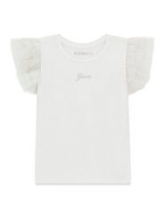 Guess T-Shirt K6GI19 K6YW4 Biały Regular Fit. Białe koszulki dziewczęce Guess, z aplikacjami, z bawełny, bez ramiączek. Za 114.99 zł.