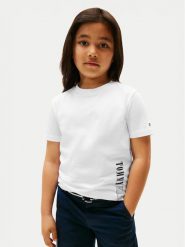 Tommy Hilfiger T-Shirt Graphic KB0KB09870 Biały Regular Fit. Białe t-shirty chłopięce Tommy Hilfiger, bez wzorów, z bawełny, bez ramiączek. Za 89.99 zł.
