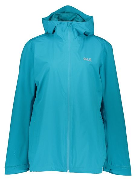 Jack Wolfskin Kurtka przeciwdeszczowa "Pack & Go" w kolorze turkusowym rozmiar: XXL. Niebieskie kurtki przeciwdeszczowe damskie Jack Wolfskin, xxl, bez kaptura. Za 293.59 zł.