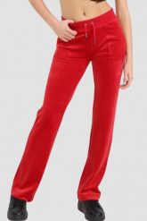 JUICY COUTURE Czerwone damskie spodnie welurowe Del Ray Pocket Pant, Rozmiar XS. Czerwone spodnie dresowe damskie Juicy Couture, s, bez wzorów, z dresówki. W wyprzedaży za 323.99 zł.
