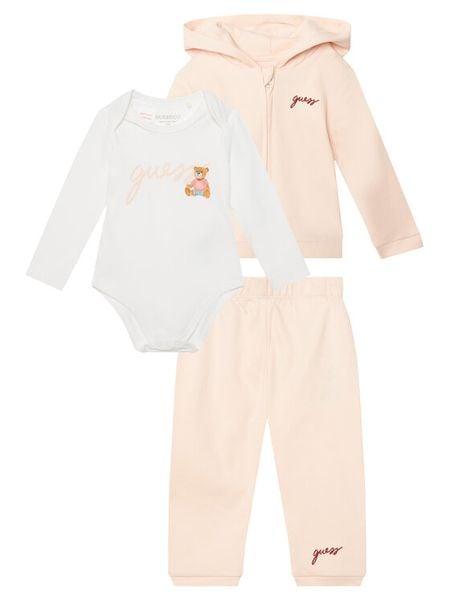 Guess Komplet bluza, body i spodnie dresowe H6YG09 K4135 Różowy jasny Regular Fit. Czerwone bluzy i bluzki niemowlęce Guess, z bawełny. Za 284.99 zł.