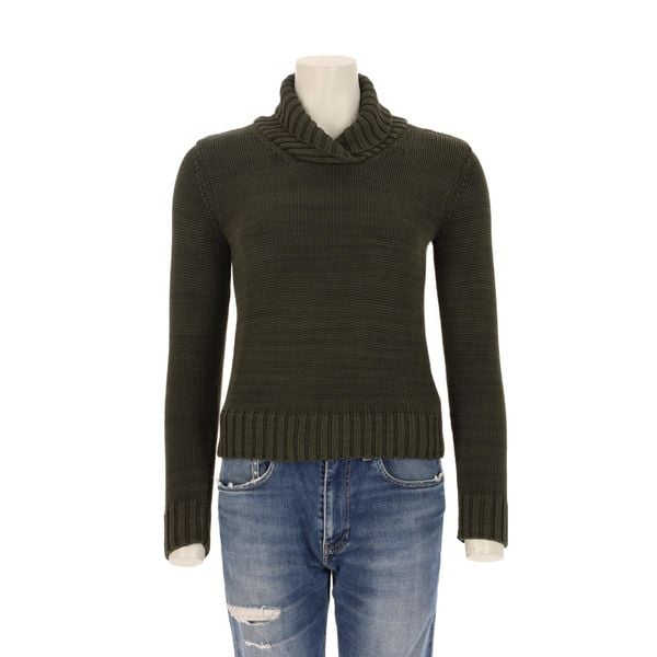 Second life - Damski sweter w kolorze khaki - Stan bardzo dobry. Zielone golfy damskie Ralph Lauren, bez wzorów, bez ramiączek. Za 149.06 zł.