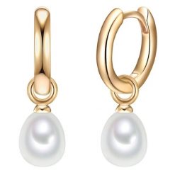 Valero Pearls Srebrne kolczyki kreole srebro wysokiej próby Perła hodowlana słodkowodna żółte złoto Kolczyki koła 1 ct Damski. Szare kolczyki damskie Valero Pearls, z perłą, pozłacane. Za 249.99 zł.