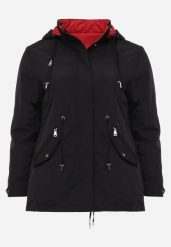 Czarno-Czerwona Przejściowa Kurtka Dwustronna Parka z Pikowaniem i Kapturem Tidare. Czarne parki damskie Born2be, l, bez wzorów, z jeansu. Za 109.99 zł.