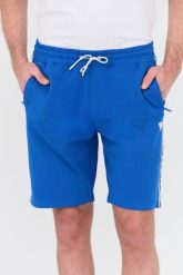 GUESS Niebieskie shorty Arlo. Niebieskie szorty męskie Guess, z aplikacjami. W wyprzedaży za 256.99 zł.