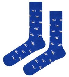 Tematyczne Skarpetki Bawełniane - Niebieskie w Helikoptery. Niebieskie skarpetki męskie His Story, bez wzorów, z bawełny. Za 29.99 zł.