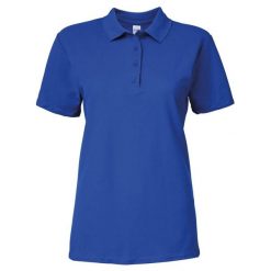 Dwukolorowa Koszulka Polo Z Krótkim Rękawem Softstyle Damska Z Krótkim Rękawem. Niebieskie bluzki sportowe damskie Gildan, xl, bez wzorów, bez ramiączek. Za 50.99 zł.