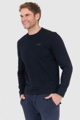 AERONAUTICA MILITARE Granatowa bluza męska. Niebieskie bluzy bez kaptura męskie AERONAUTICA MILITARE, l. W wyprzedaży za 389.99 zł.