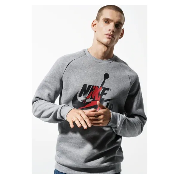 Jordan Bluza M J Jumpman Classics Crew , szary, rozmiar M. Szare bluzy bez kaptura męskie Nike, m, z bawełny. Za 259.99 zł.