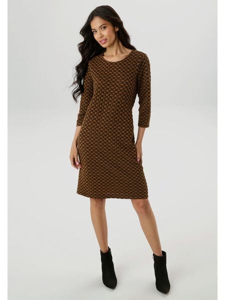Aniston Sukienka w kolorze jasnobrązowym rozmiar: 44. Brązowe sukienki damskie Aniston, na co dzień, bez wzorów, bez kołnierzyka, bez ramiączek, mini, proste. Za 93.07 zł.