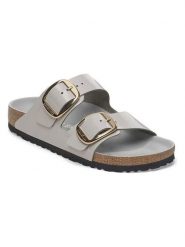 Birkenstock Skórzane klapki "Arizona" w kolorze szarym rozmiar: 37. Szare klapki damskie Birkenstock, bez wzorów, z lakierowanej skóry, bez obcasa. Za 523.38 zł.