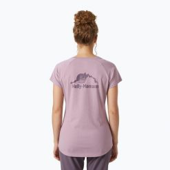 Koszulka damska Helly Hansen Nord Graphic Drop. Fioletowe bluzki damskie Helly Hansen, bez wzorów, sportowe, bez kołnierzyka, bez ramiączek. Za 109.99 zł.