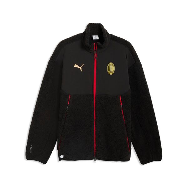 Kurtka prezentacyjna AC Milan Tech 2025/26. Czarne kurtki treningowe męskie Puma, bez wzorów, do piłki nożnej. Za 317.50 zł.