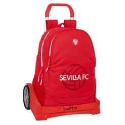 Torba szkolna z kółkami Sevilla Fútbol Club Czerwony. Czerwone torebki klasyczne damskie MBRANDS, bez wzorów, z poliesteru, bez dodatków. Za 324.80 zł.