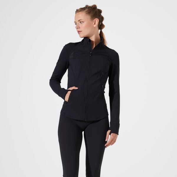 Bluza na zamek damska Domyos fitness 900 training. Czarne bluzy bez kaptura damskie DOMYOS, l, z elastanu. Za 169.99 zł.
