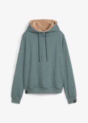 Bluza ocieplana z kapturem, na podszewce z polaru baranka. Zielone bluzy z kapturem damskie bonprix, z polaru. Za 144.99 zł.