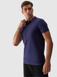 4F Koszulka polo regular męska - granatowa S. Niebieskie koszulki polo męskie 4f, m, bez wzorów, z bawełny, bez ramiączek. W wyprzedaży za 59.99 zł.