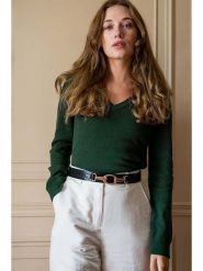 Maison Héritage Cashmere Kaszmirowy sweter w kolorze ciemnozielonym rozmiar: L. Zielone swetry klasyczne damskie Maison Héritage Cashmere, l, z kaszmiru, bez kołnierzyka. Za 297.26 zł.