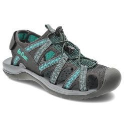 Zielone Sandały Lee Cooper Modne Obuwie Damskie. Szare sandały damskie Lee Cooper, bez wzorów, z materiału, bez obcasa. Za 159.00 zł.