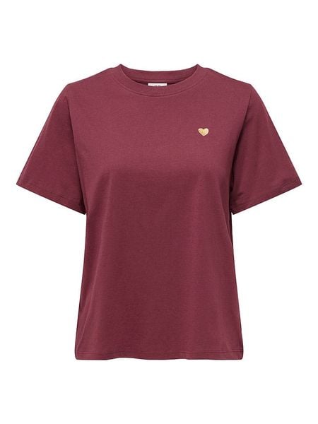 JDY Koszulka "Pisa" w kolorze ciemnoczerwonym rozmiar: XS. Czerwone bluzki damskie JDY, xs, bez wzorów, z bawełny, bez kołnierzyka, bez ramiączek. Za 41.39 zł.